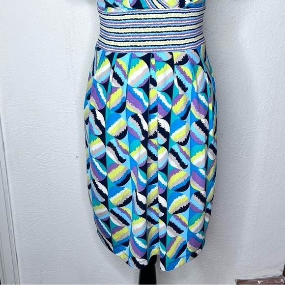 BCBGMAZARIA Cyan combo geometric knit dress - Picture 3 of 10